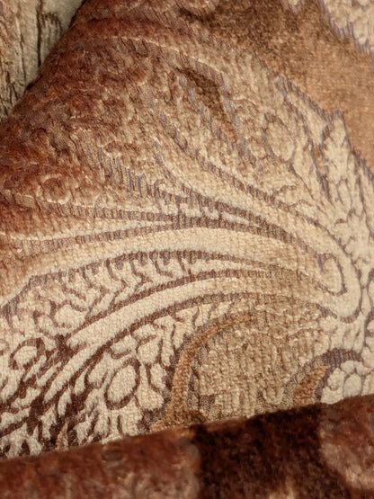 16 EV52 1.2y x 55"wide Scalamandre Palermo Velvet Paisley Copper Brown Printed Velvet Botanical Foliage MSRP USD610/y