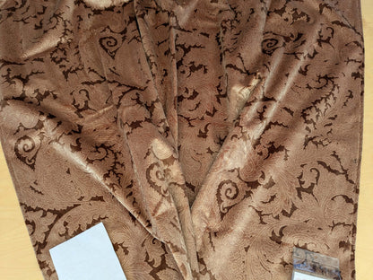 16 EV52 1.2y x 55"wide Scalamandre Palermo Velvet Paisley Copper Brown Printed Velvet Botanical Foliage MSRP USD610/y