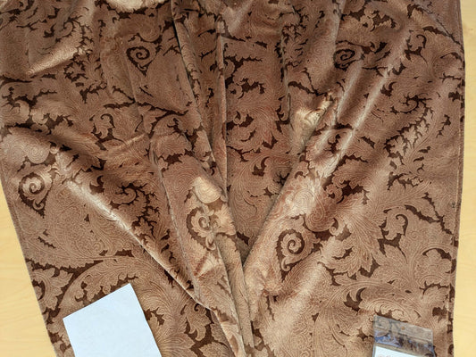 16 EV52 1.2y x 55"wide Scalamandre Palermo Velvet Paisley Copper Brown Printed Velvet Botanical Foliage MSRP USD610/y