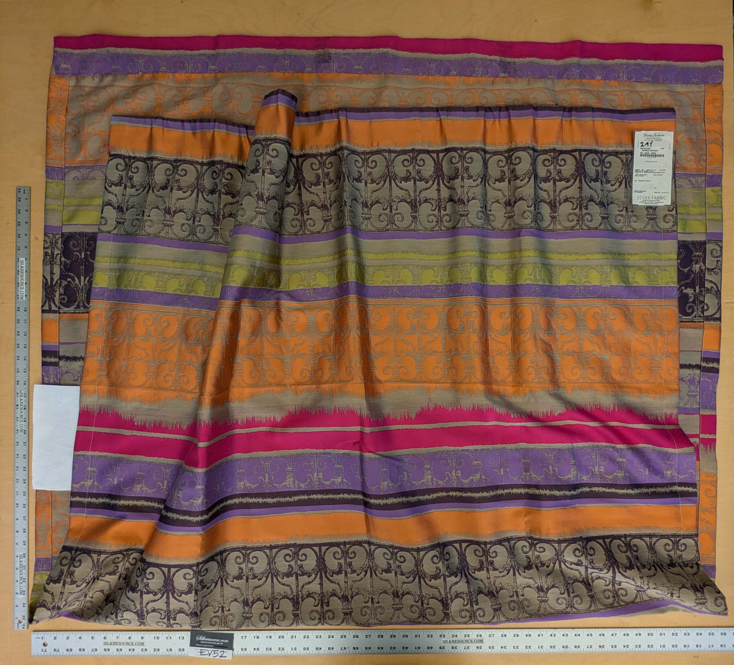 17 EV52 2.4y x 56"wide Scalamandre Christian Fischbacher Anatolium Summer Bouquet Stripe Purple Orange Chartreuse Green Novelty