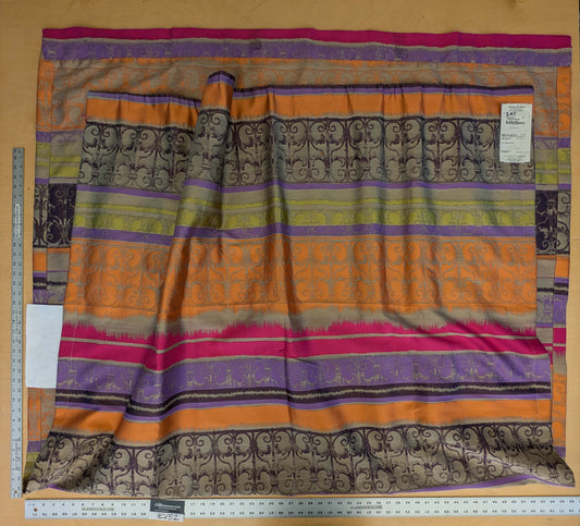 17 EV52 2.4y x 56"wide Scalamandre Christian Fischbacher Anatolium Summer Bouquet Stripe Purple Orange Chartreuse Green Novelty