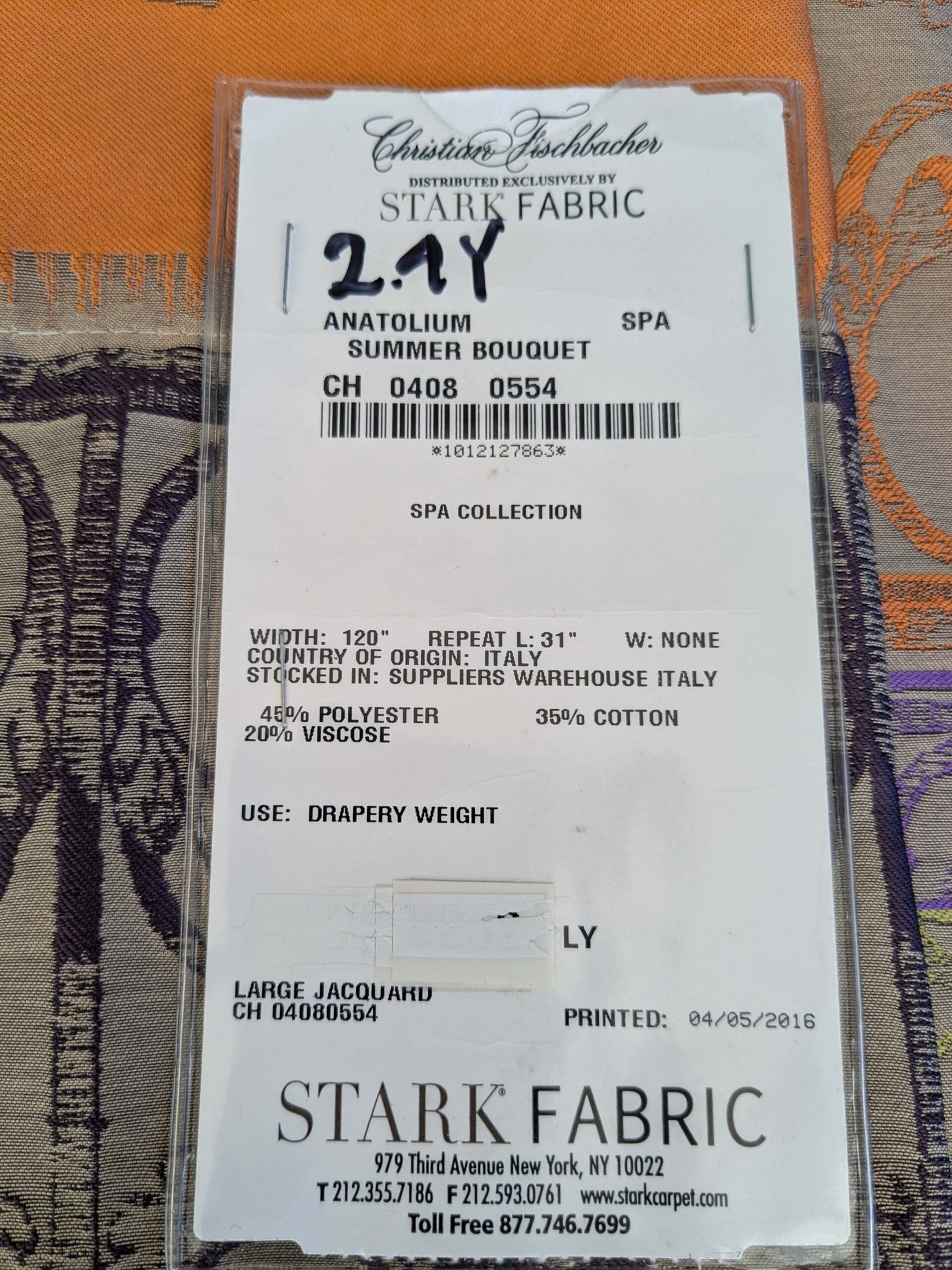 17 EV52 2.4y x 56"wide Scalamandre Christian Fischbacher Anatolium Summer Bouquet Stripe Purple Orange Chartreuse Green Novelty