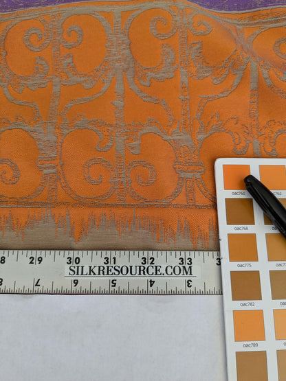 17 EV52 2.4y x 56"wide Scalamandre Christian Fischbacher Anatolium Summer Bouquet Stripe Purple Orange Chartreuse Green Novelty