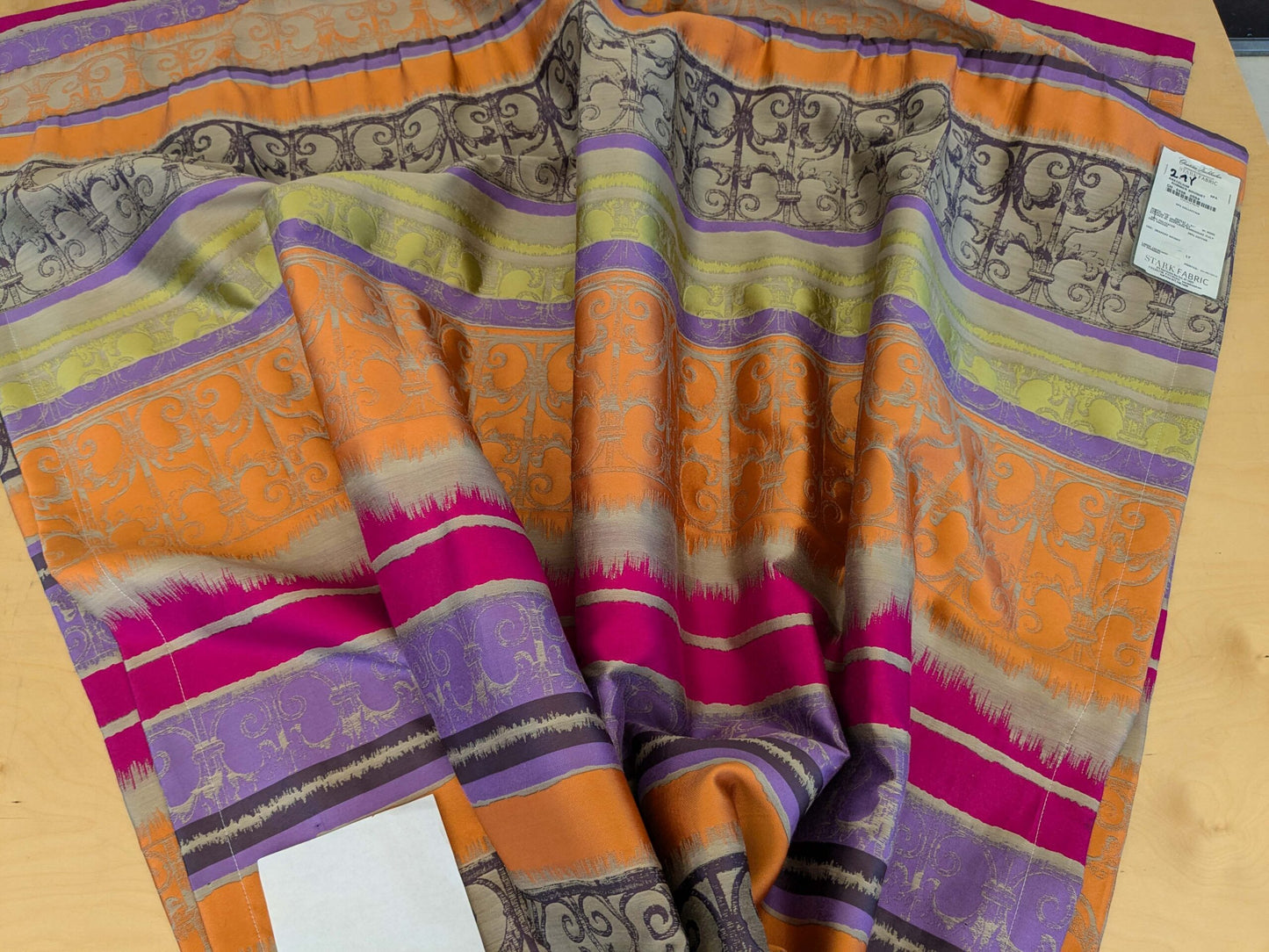 17 EV52 2.4y x 56"wide Scalamandre Christian Fischbacher Anatolium Summer Bouquet Stripe Purple Orange Chartreuse Green Novelty