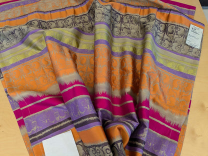 17 EV52 2.4y x 56"wide Scalamandre Christian Fischbacher Anatolium Summer Bouquet Stripe Purple Orange Chartreuse Green Novelty