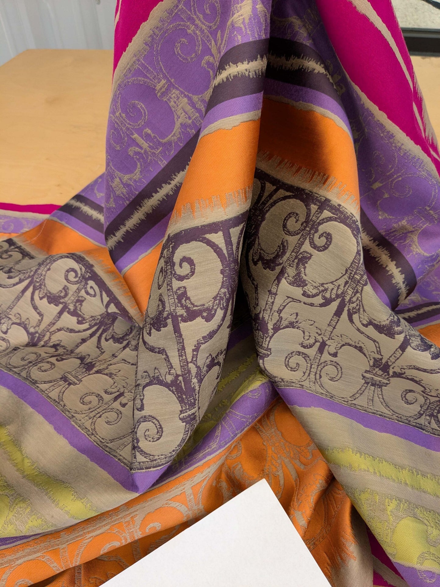 17 EV52 2.4y x 56"wide Scalamandre Christian Fischbacher Anatolium Summer Bouquet Stripe Purple Orange Chartreuse Green Novelty