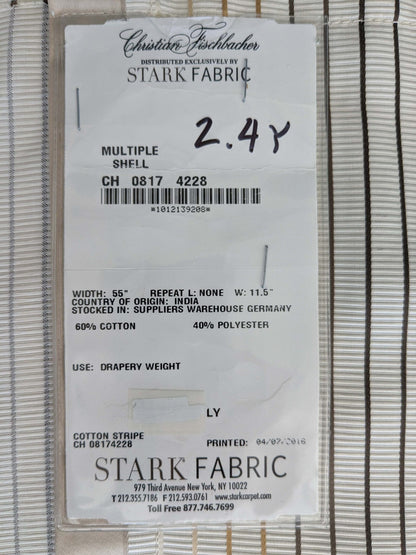 18 EV52 2.4y x 55"wide Scalamandre Christian Fischbacher Multiple Shell Cotton Polyester Cream White Stripe