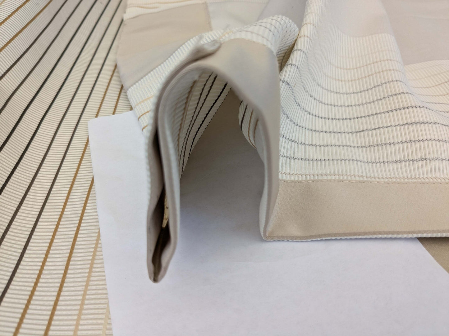 18 EV52 2.4y x 55"wide Scalamandre Christian Fischbacher Multiple Shell Cotton Polyester Cream White Stripe