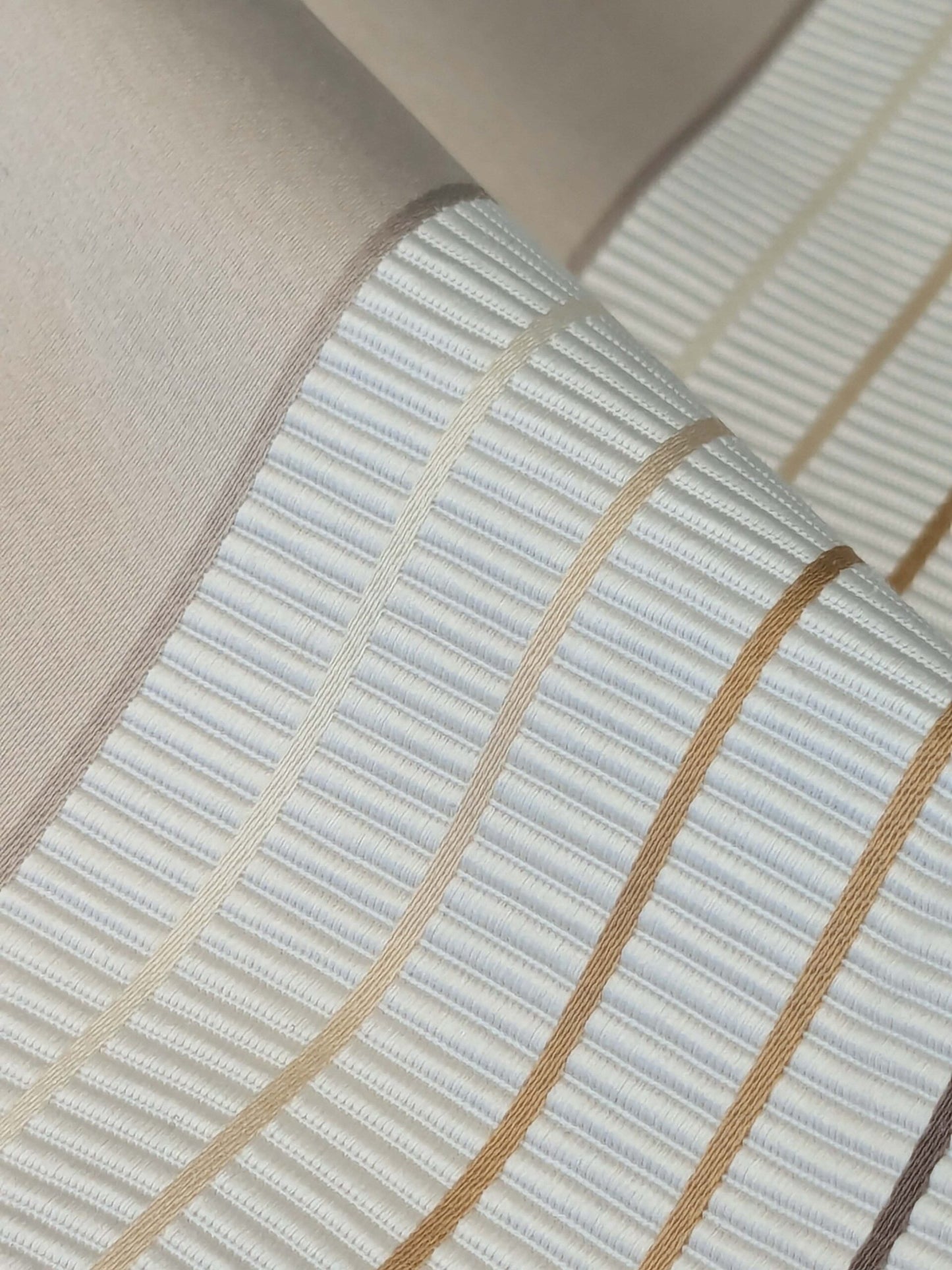 18 EV52 2.4y x 55"wide Scalamandre Christian Fischbacher Multiple Shell Cotton Polyester Cream White Stripe