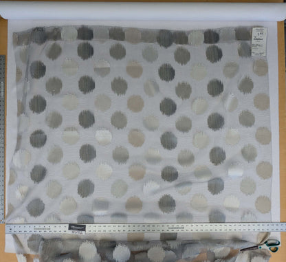 19 EV52 2.4y x 55"wide Scalamandre Christian Fischbacher Gemme Grey Sheer Dot Circle