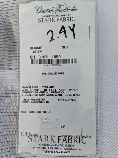 19 EV52 2.4y x 55"wide Scalamandre Christian Fischbacher Gemme Grey Sheer Dot Circle