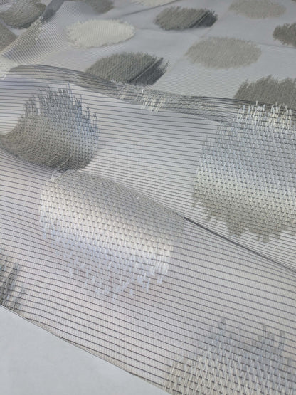 19 EV52 2.4y x 55"wide Scalamandre Christian Fischbacher Gemme Grey Sheer Dot Circle