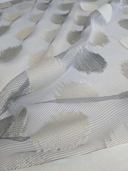19 EV52 2.4y x 55"wide Scalamandre Christian Fischbacher Gemme Grey Sheer Dot Circle