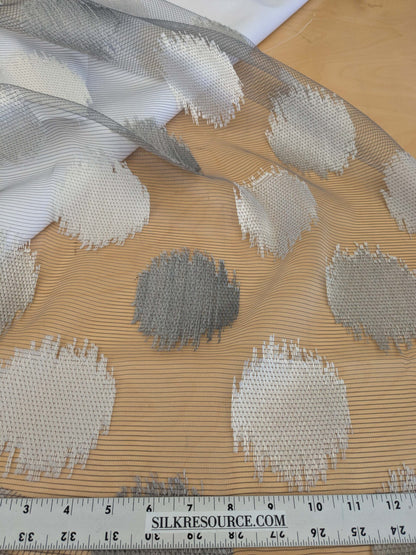 19 EV52 2.4y x 55"wide Scalamandre Christian Fischbacher Gemme Grey Sheer Dot Circle