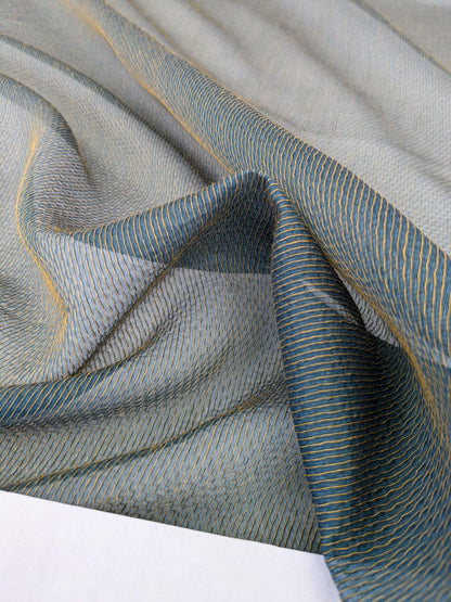 21 EV52 2.4y x 56"wide Scalamandre Christian Fischbacher Attitude Fr Patina Sheer Blue Brown Solid Polyester