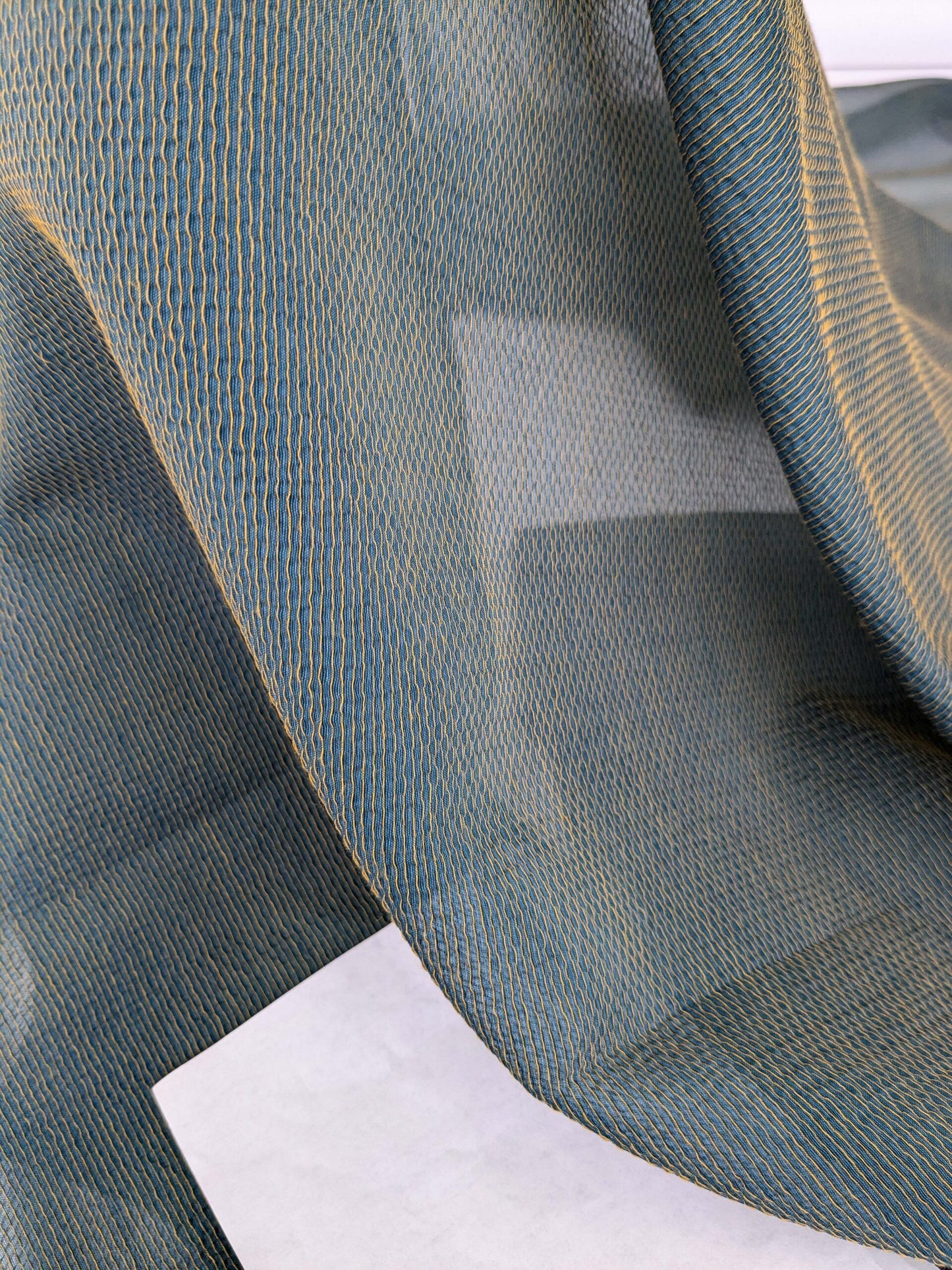 21 EV52 2.4y x 56"wide Scalamandre Christian Fischbacher Attitude Fr Patina Sheer Blue Brown Solid Polyester