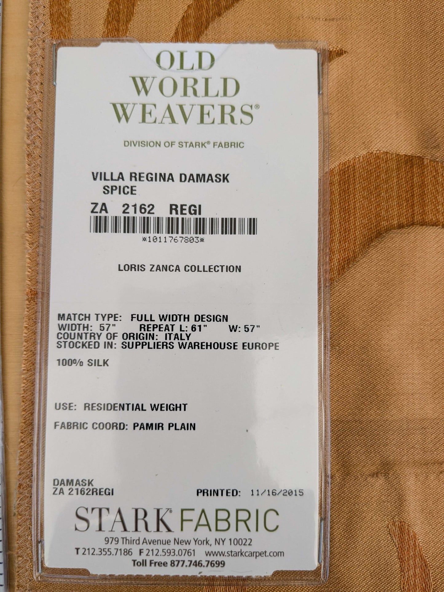 3 EV53 26"x 27" Square Scalamandre Old World Weavers Villa Regina Damask Spice Brown 100% Silk Renaissance MSRP USD500+