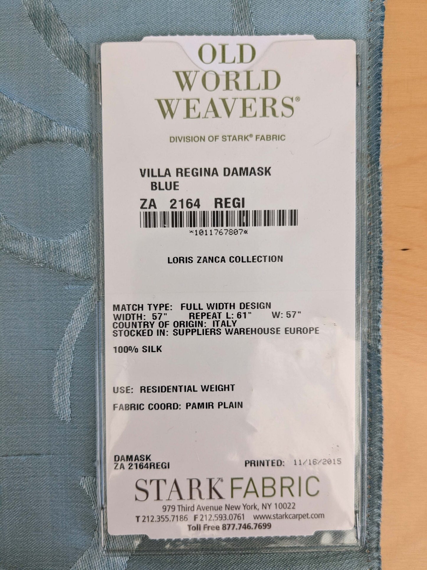 5 EV53 26"x 27" Square Scalamandre Old World Weavers Villa Regina Damask Blue 100% Silk Renaissance MSRP USD500+