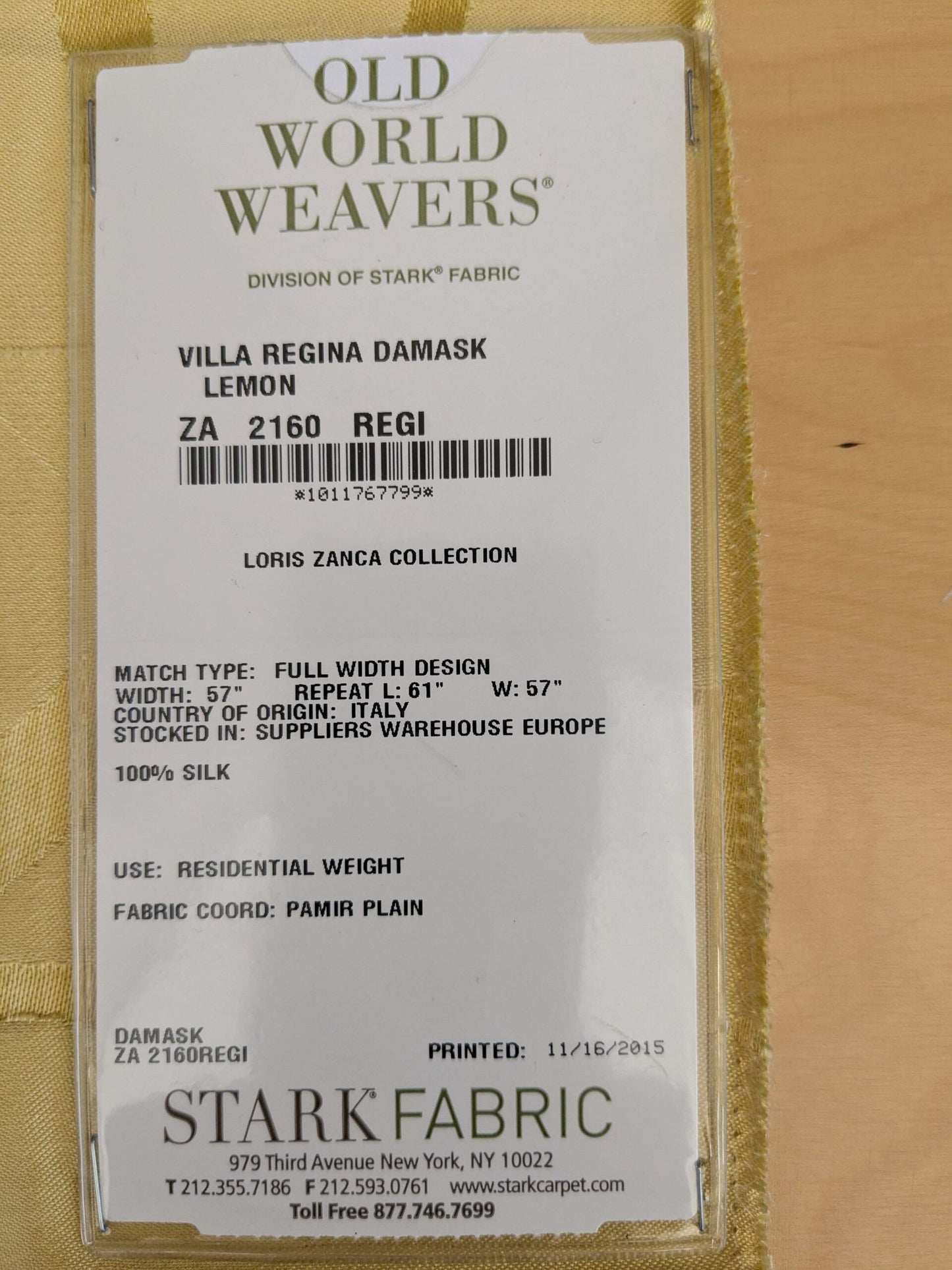 6 EV53 26"x 27" Square Scalamandre Old World Weavers Villa Regina Damask Lemon Yellow 100% Silk Renaissance MSRP USD500+