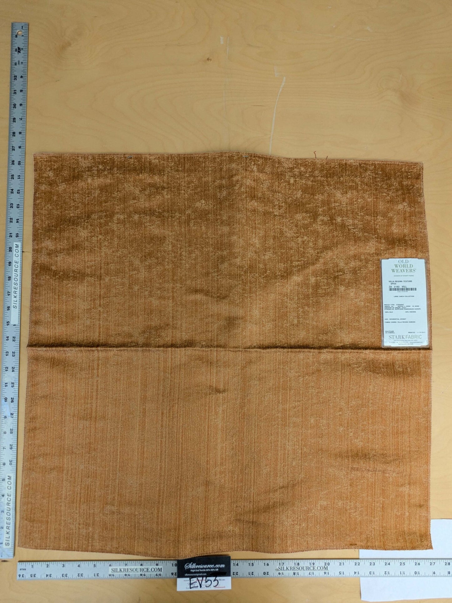 9 EV53 26"x 27" Square Scalamandre Old World Weavers Villa Regina Texture Spice Brown Silk Viscose Solid  MSRP USD500+/y