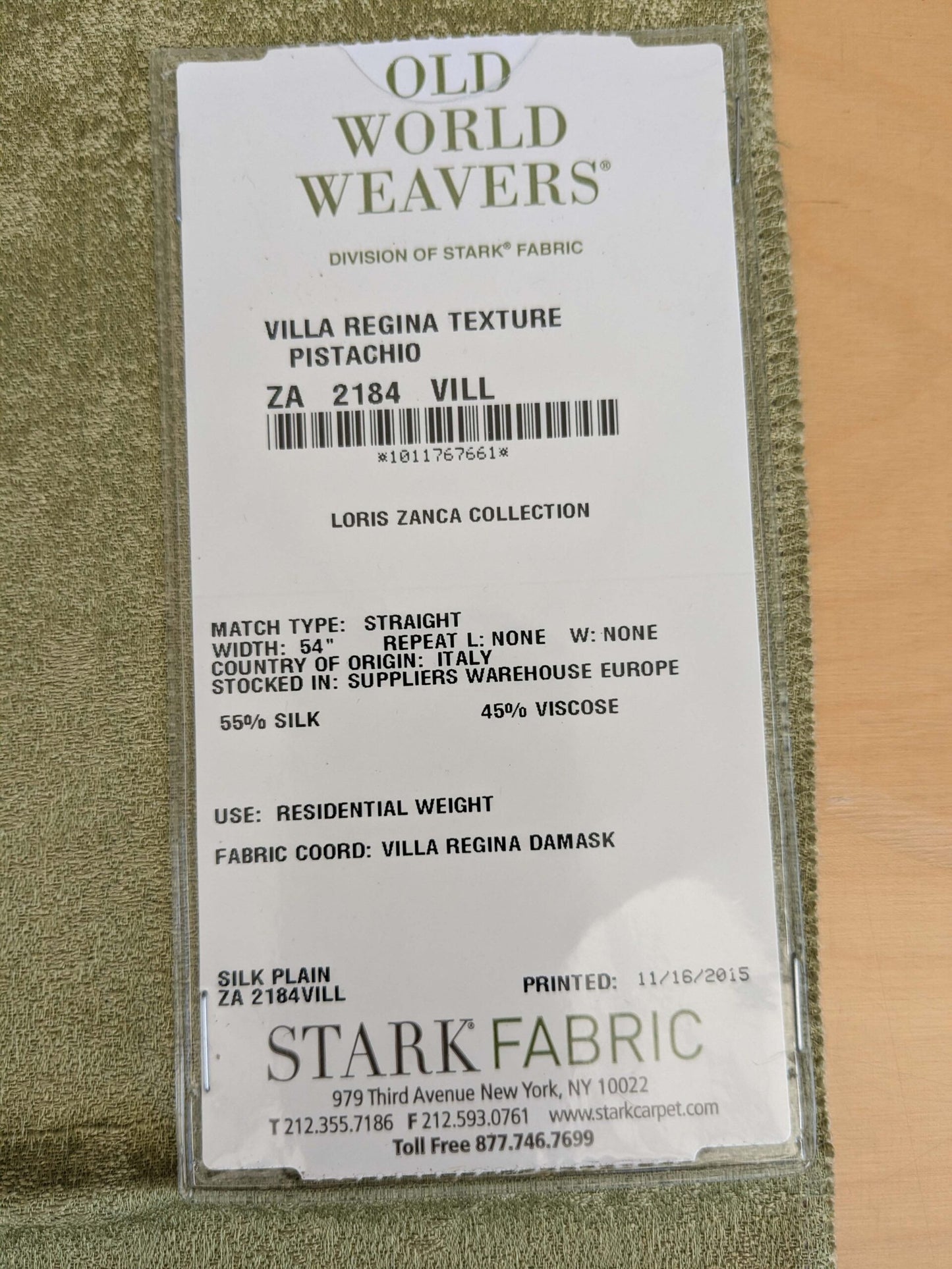 11 EV53 26"x 27" Square Scalamandre Old World Weavers Villa Regina Texture Pistachio Green Silk Viscose Solid  MSRP USD500+/y