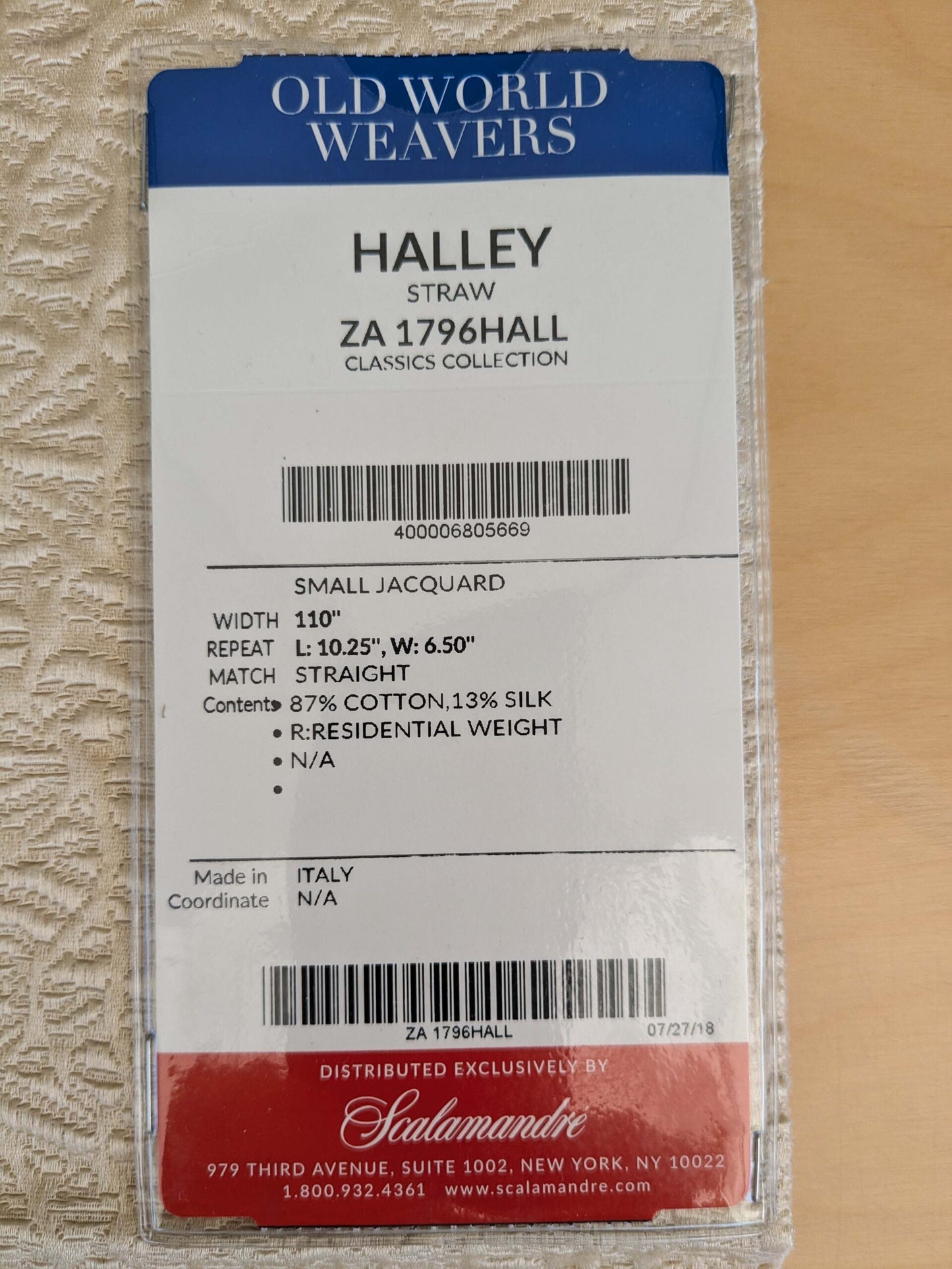 14 EV53 27"x 27" Square Scalamandre Old World Weavers Halley Straw Ivory Matelasse Small Scale Texture MSRP USD 1100+/y