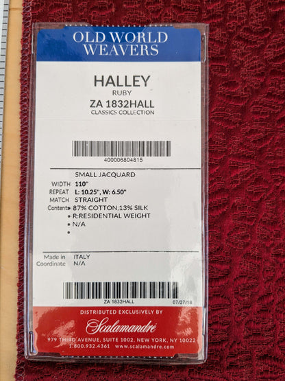 15 EV53 27"x 27" Square Scalamandre Old World Weavers Halley Ruby Red Matelasse Small Scale Texture MSRP USD 1100+/y