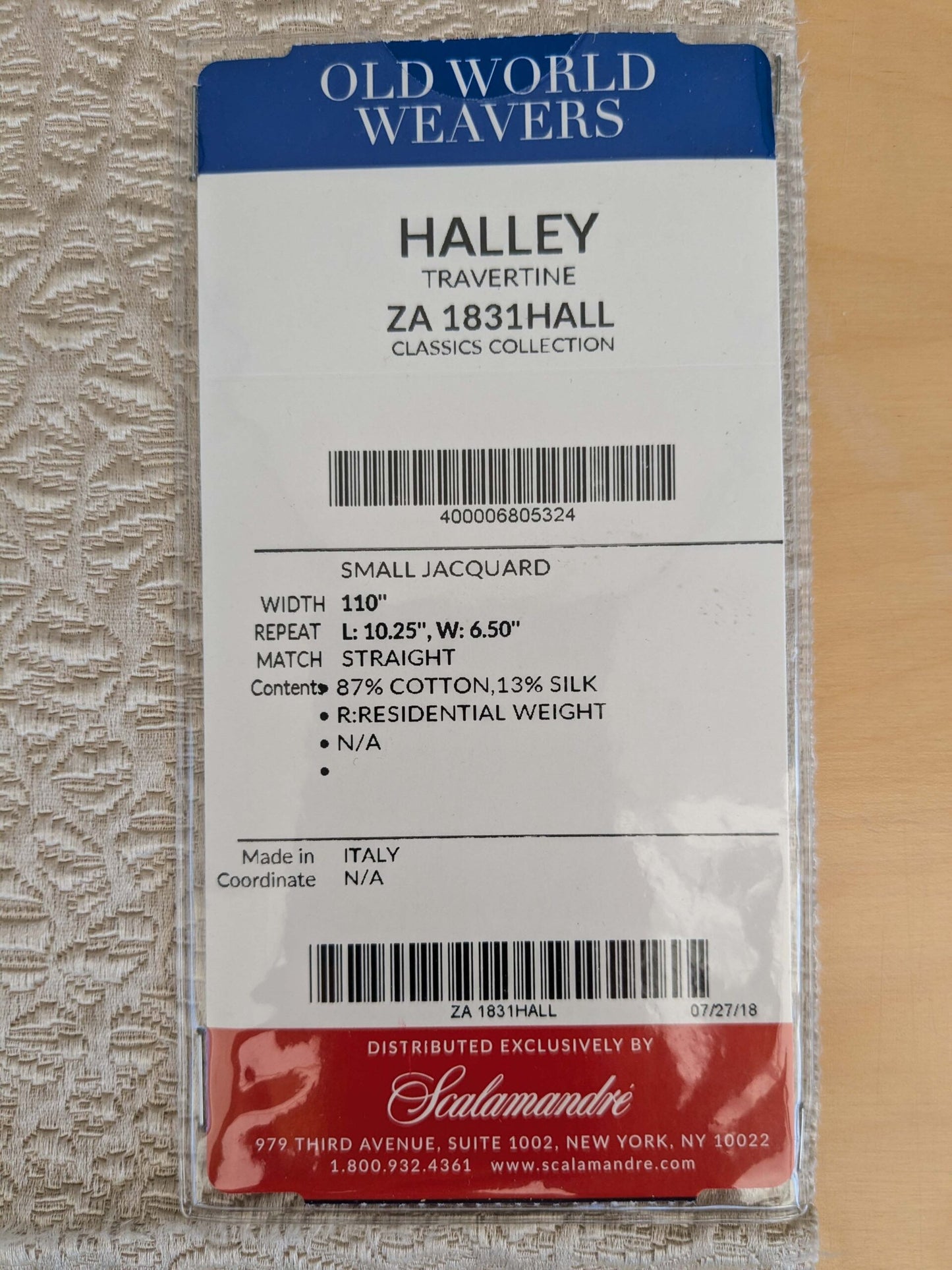 16 EV53 27"x 26" Square Scalamandre Old World Weavers Halley Tavertine Cream White Matelasse Small Scale Texture MSRP USD 1100+/y