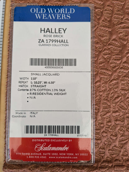 19 EV53 27"x 26" Square Scalamandre Old World Weavers Halley Rose Brick Brown Matelasse Small Scale Texture MSRP USD 1100+/y