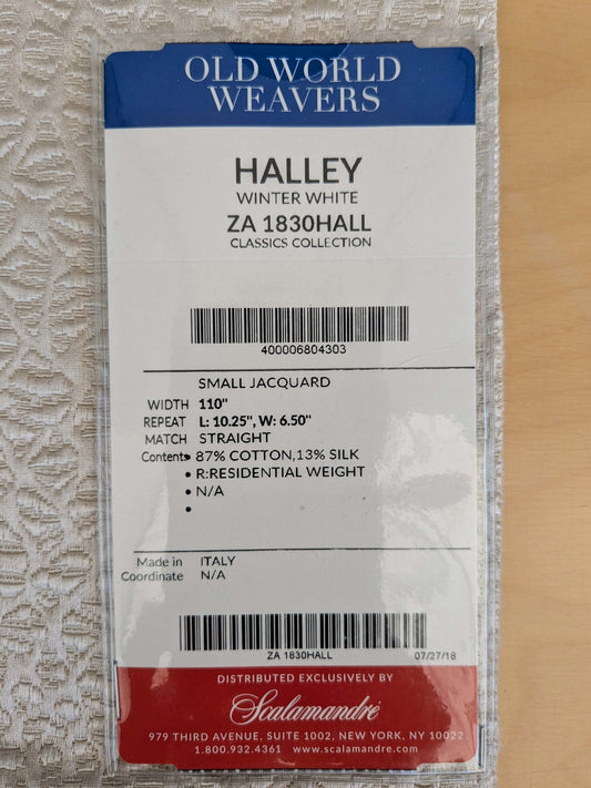 20 EV53 Square Scalamandre Old World Weavers Halley Winter White Matelasse Small Scale Texture MSRP USD 1100+/y
