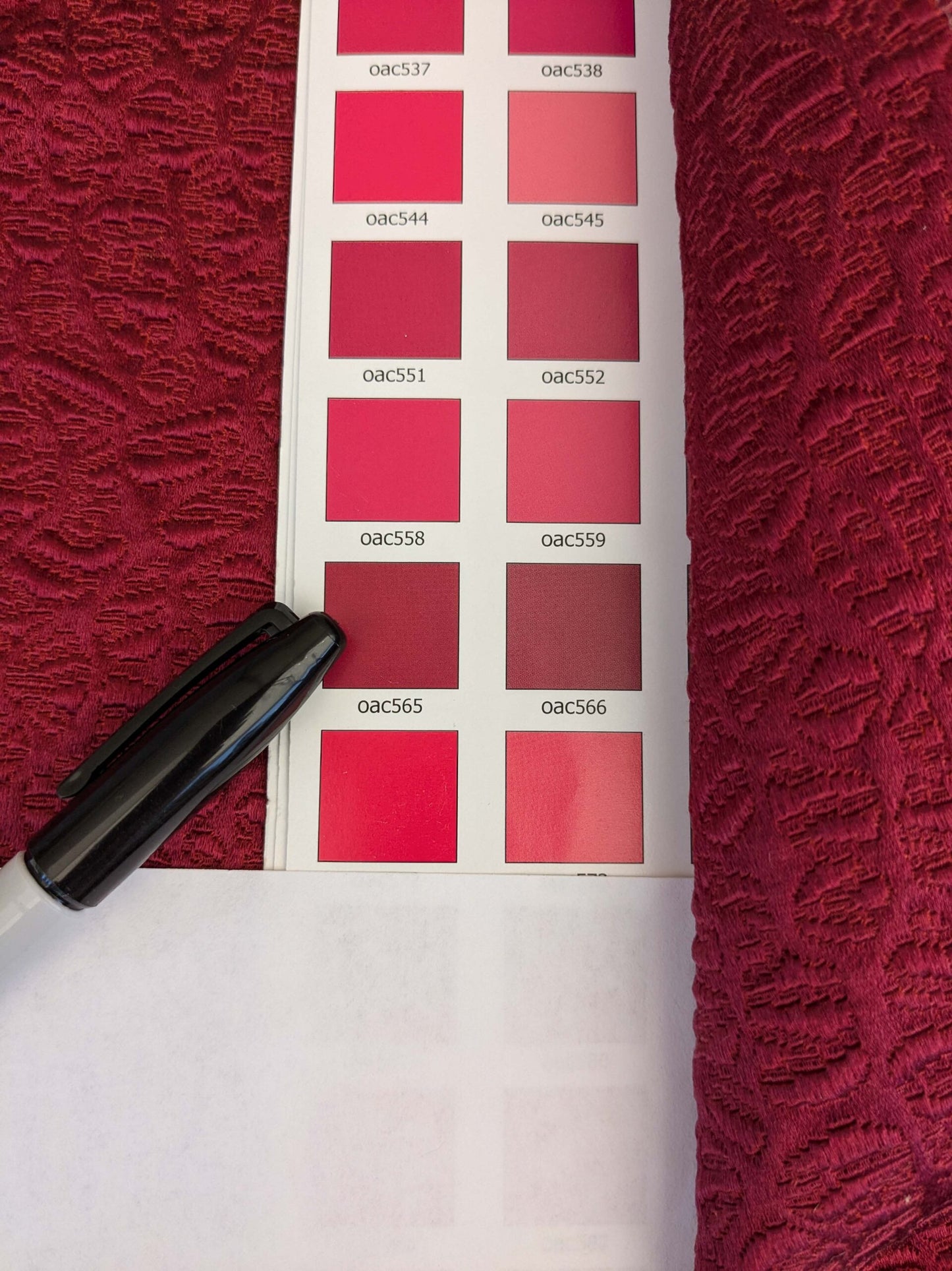 23 EV53 Square Scalamandre Old World Weavers Halley Cerise Red Matelasse Small Scale Texture MSRP USD 1100+/y