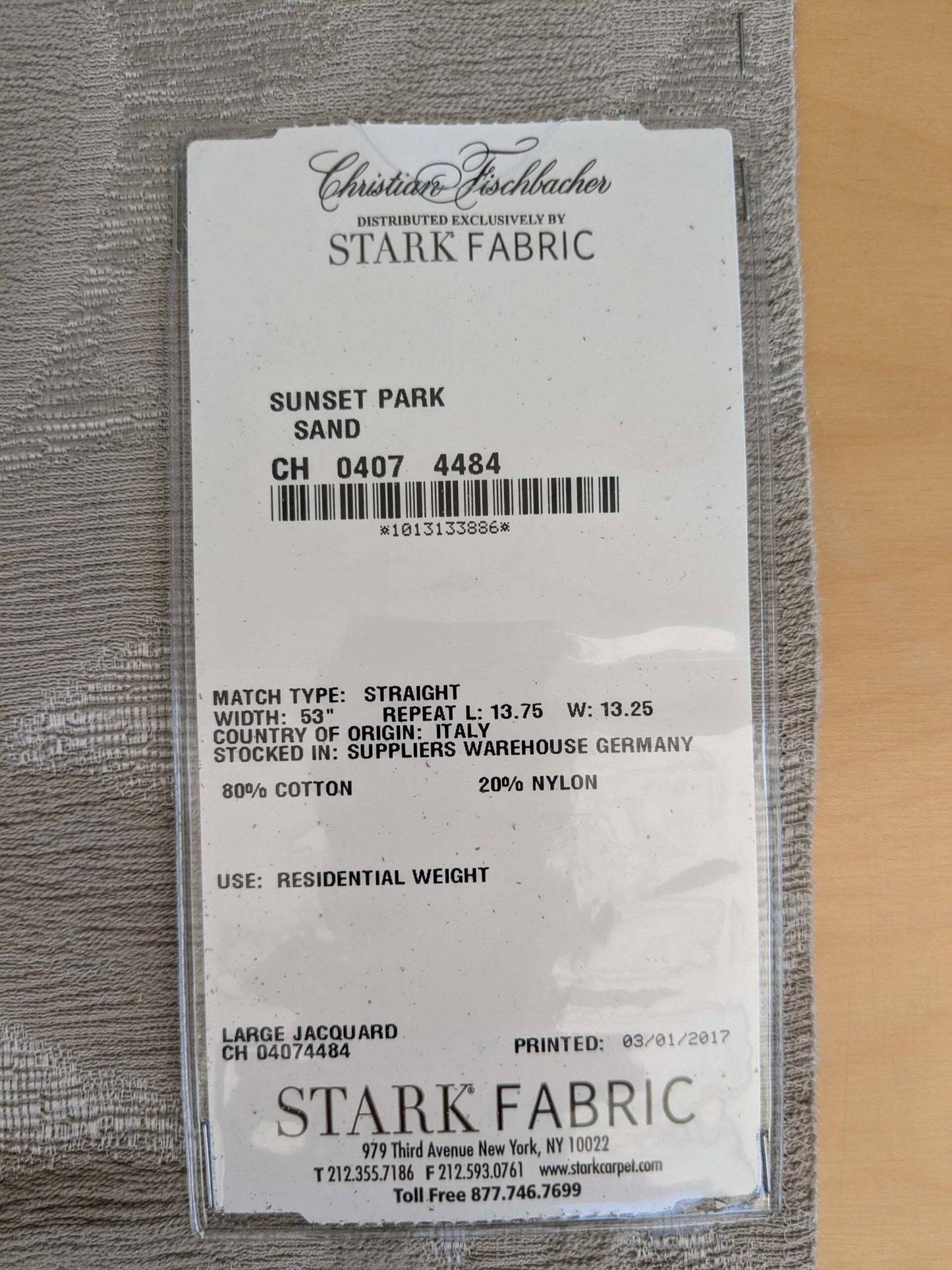 25 EV53 Square Scalamandre Christian Fischbacher Sunset Park Sand Light Gray Botanical Foliage MSRP USD350+