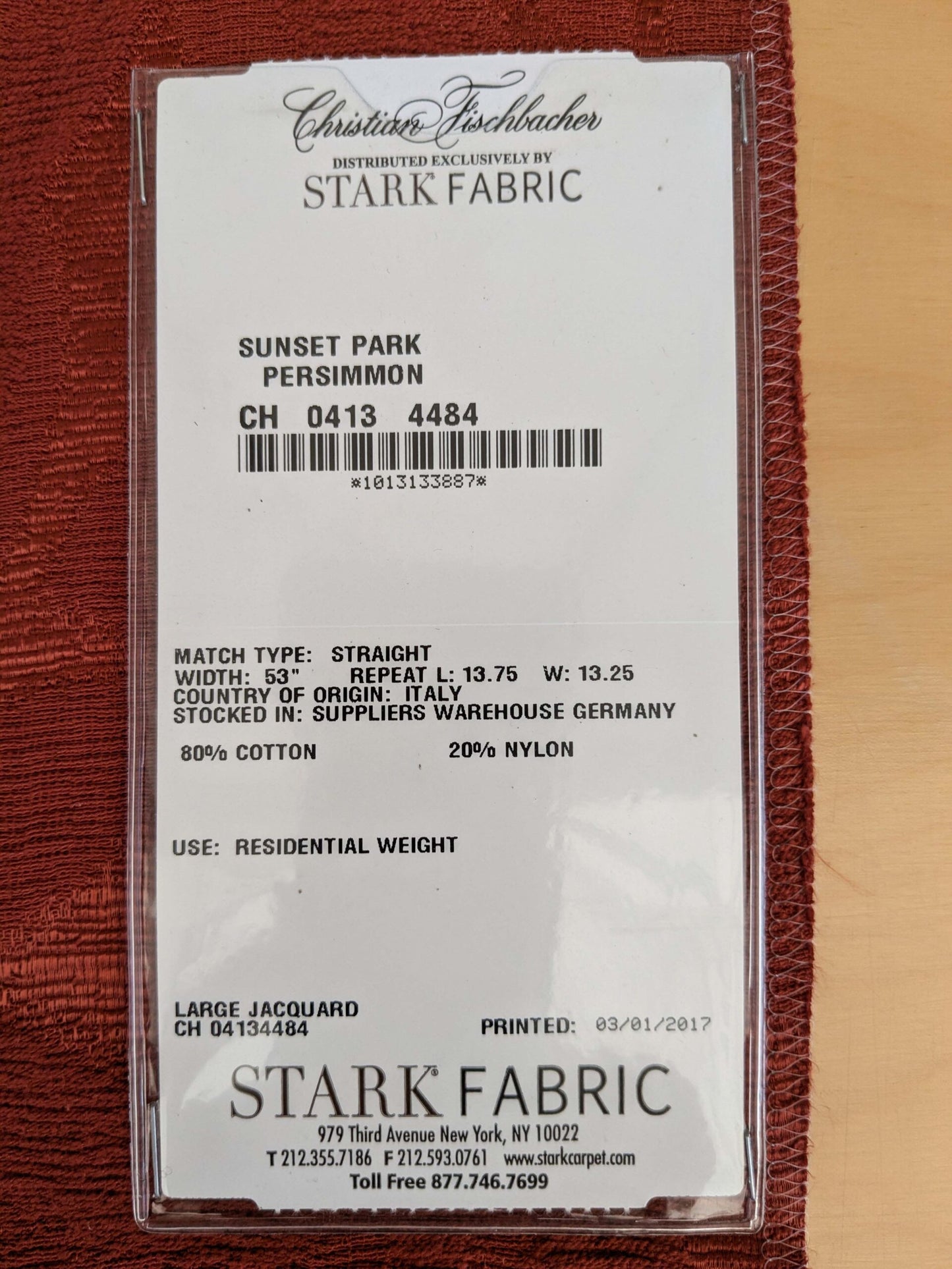 26 EV53 Square Scalamandre Christian Fischbacher Sunset Park Persimmon Red Botanical Foliage MSRP USD350+