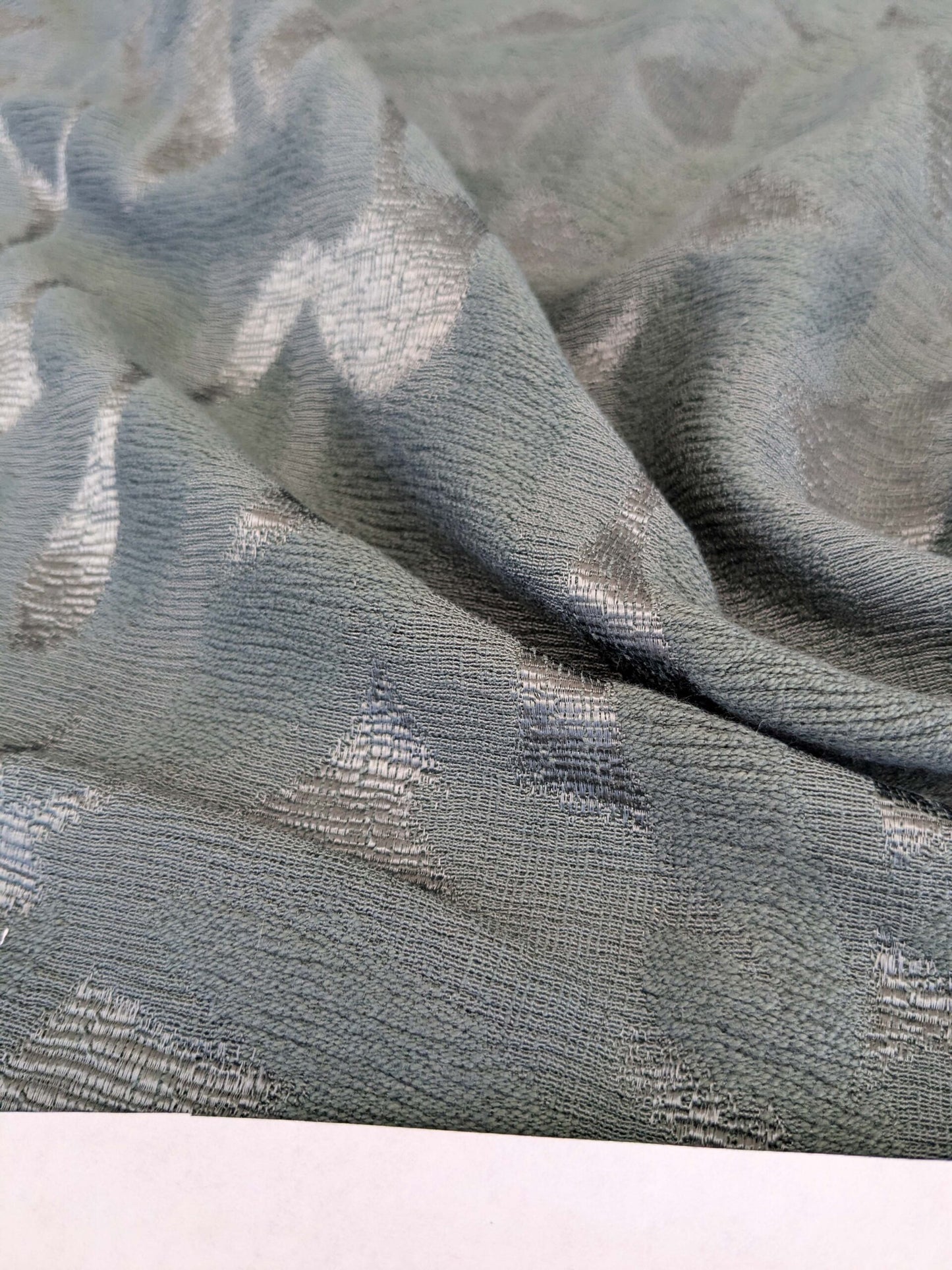 27 EV53 Square Scalamandre Christian Fischbacher Sunset Park Teal Blue Botanical Foliage MSRP USD350+