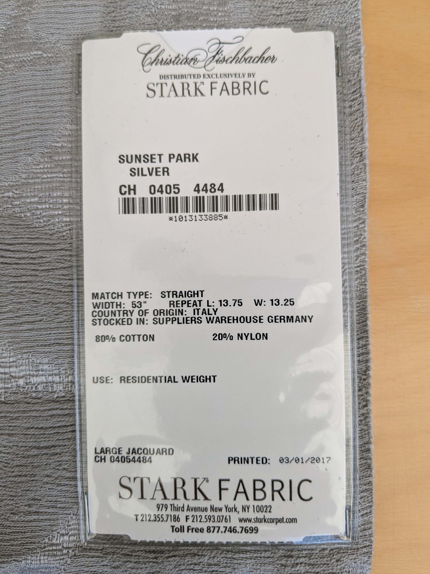 28 EV53 Square Scalamandre Christian Fischbacher Sunset Park Silver Gray Botanical Foliage MSRP USD350+