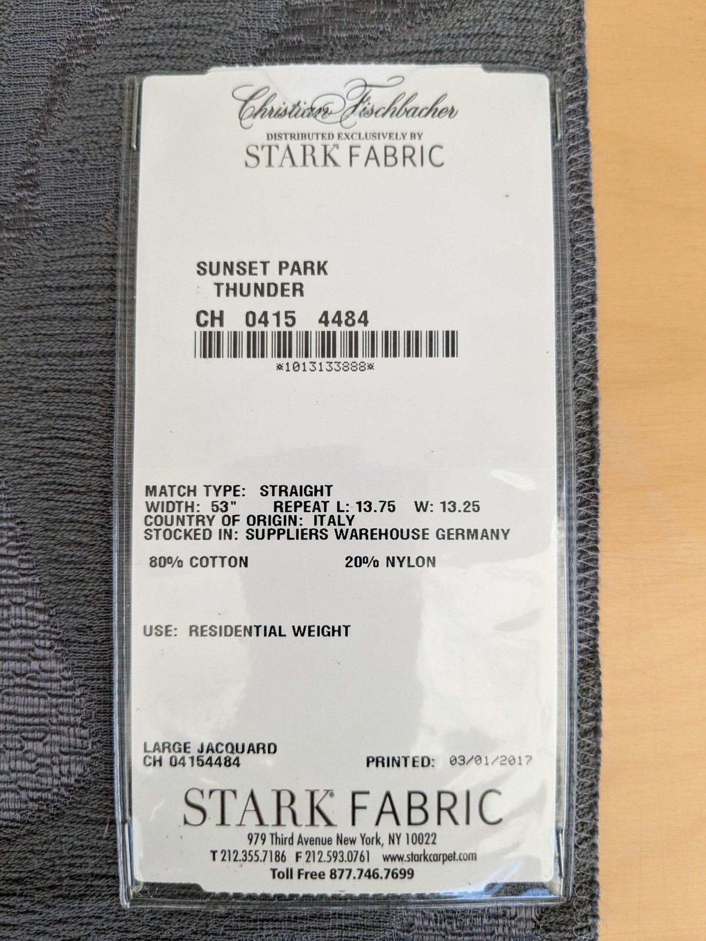 29 EV53 Square Scalamandre Christian Fischbacher Sunset Park Thunder Dark Gray Botanical Foliage MSRP USD350+
