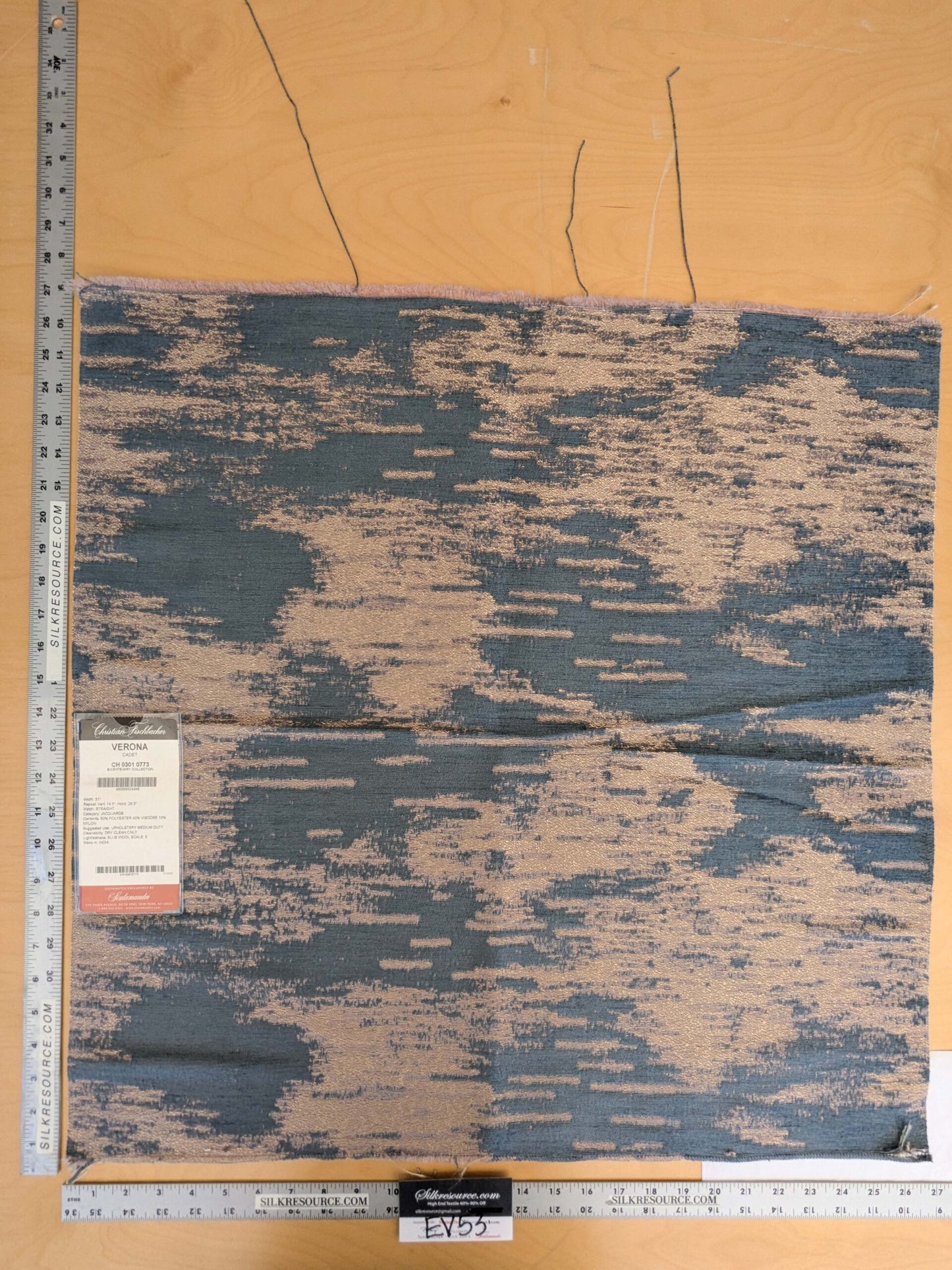 30 EV53 Square Scalamandre Christian Fischbacher Verona Cadet Blue Abstract MSRP USD 400+/y