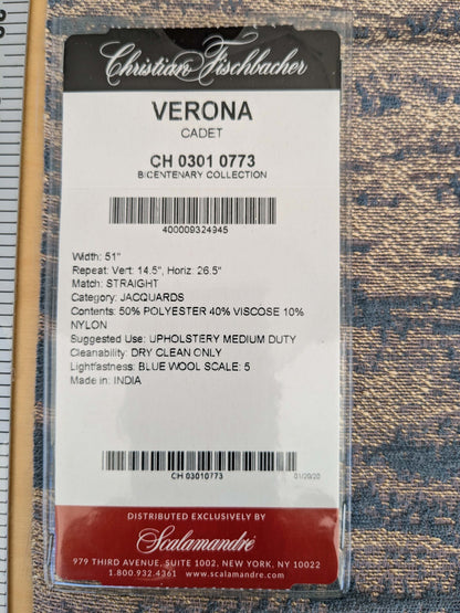 30 EV53 Square Scalamandre Christian Fischbacher Verona Cadet Blue Abstract MSRP USD 400+/y