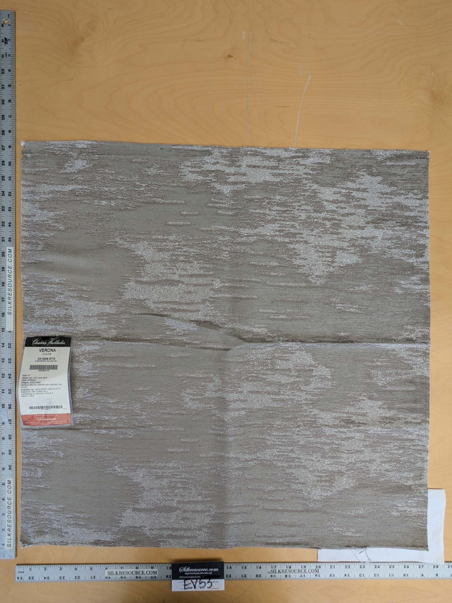 32 EV53 Square Scalamandre Christian Fischbacher Verona Clouds Light Gray Abstract MSRP USD 400+/y