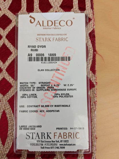 34 EV53 Square Scalamandre Aldeco Ryad Dyor Rubi Red Fretwork Lattice Geometric MSRP USD200+