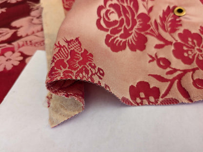 37 EV53 Square Scalamandre Tassinari &amp; Chatel Sophie Charlotte Red Damask Floral Historic Renaissance with Grommets MSRP USD700+/y