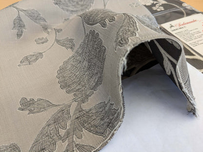 38 EV53 Square Scalamandre Bombay Lace Ivory on Bitter Chocolate Embroidery Botanical Foliage MSRP USD 300+