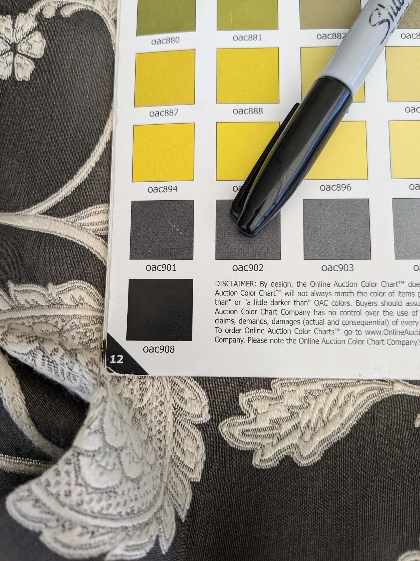 38 EV53 Square Scalamandre Bombay Lace Ivory on Bitter Chocolate Embroidery Botanical Foliage MSRP USD 300+