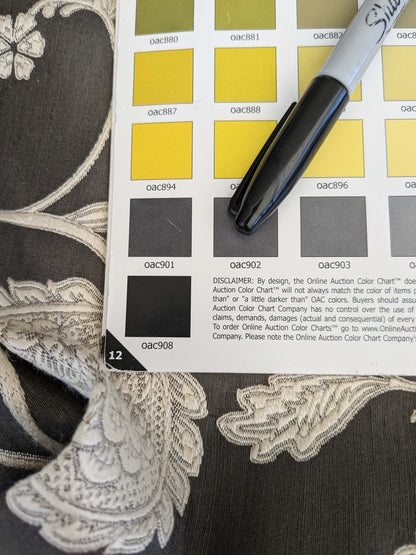 38 EV53 Square Scalamandre Bombay Lace Ivory on Bitter Chocolate Embroidery Botanical Foliage MSRP USD 300+