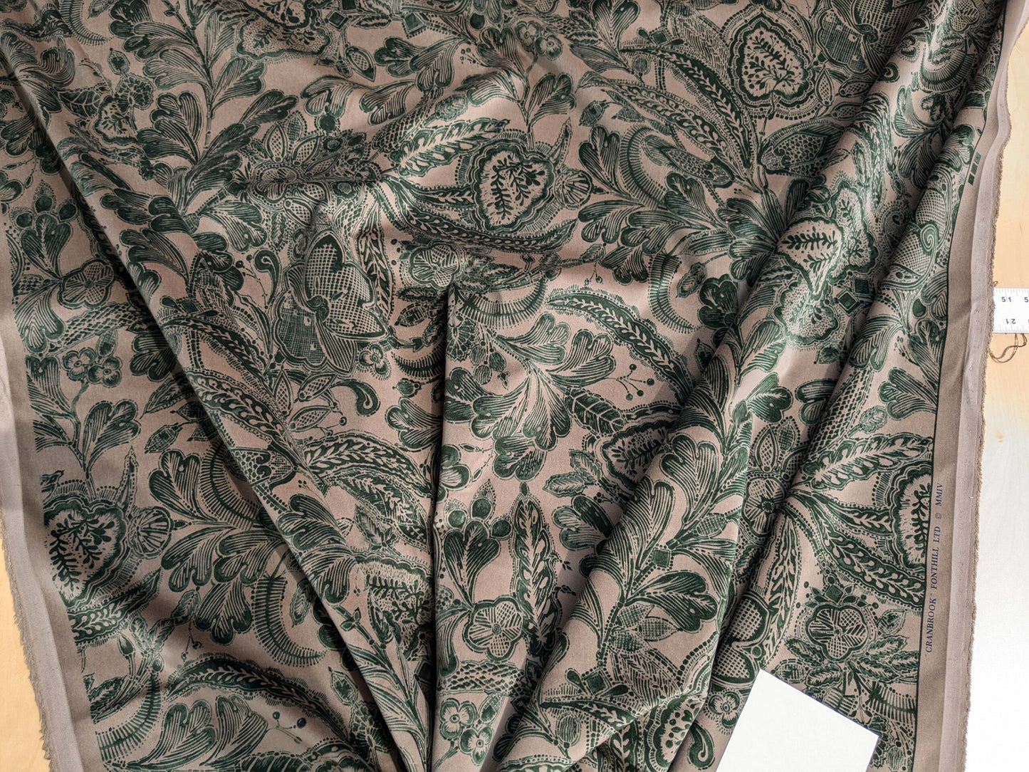 Scalamandre Fonthill Cranbrook Printed Velvet Forest Rich Emerald Green Printed Renaissance Floral Jacobean MSRP USD368/Y