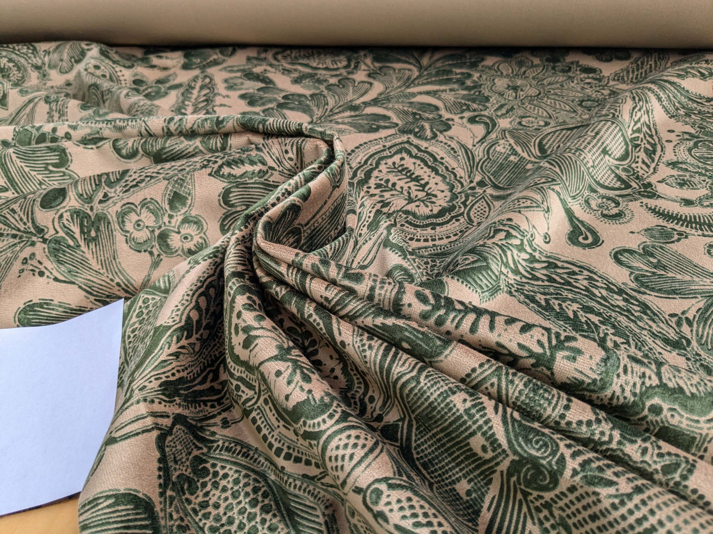 Scalamandre Fonthill Cranbrook Printed Velvet Forest Rich Emerald Green Printed Renaissance Floral Jacobean MSRP USD368/Y