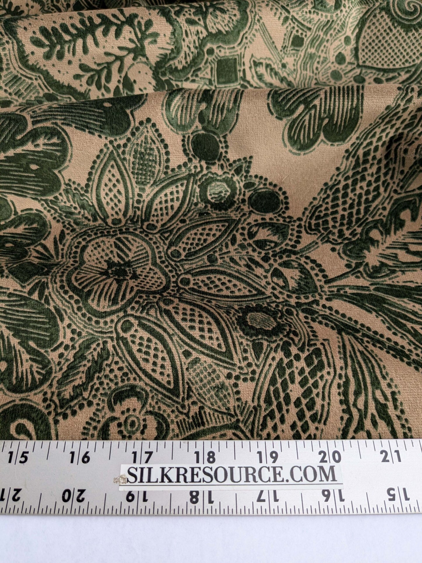 Scalamandre Fonthill Cranbrook Printed Velvet Forest Rich Emerald Green Printed Renaissance Floral Jacobean MSRP USD368/Y
