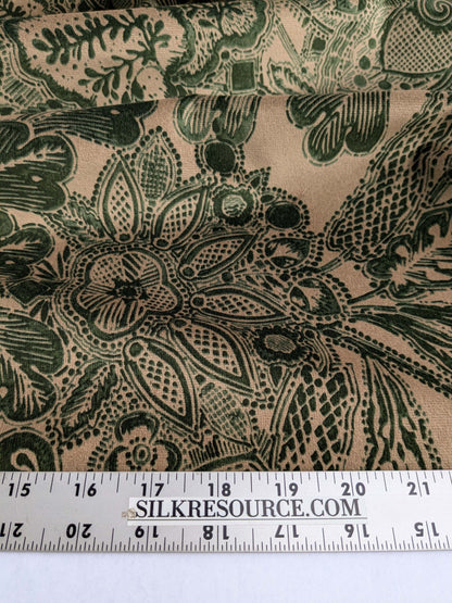 Scalamandre Fonthill Cranbrook Printed Velvet Forest Rich Emerald Green Printed Renaissance Floral Jacobean MSRP USD368/Y