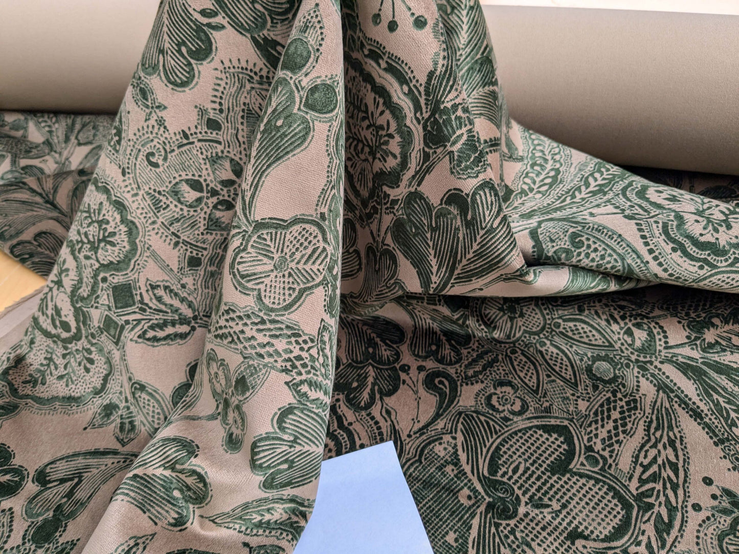 Scalamandre Fonthill Cranbrook Printed Velvet Forest Rich Emerald Green Printed Renaissance Floral Jacobean MSRP USD368/Y
