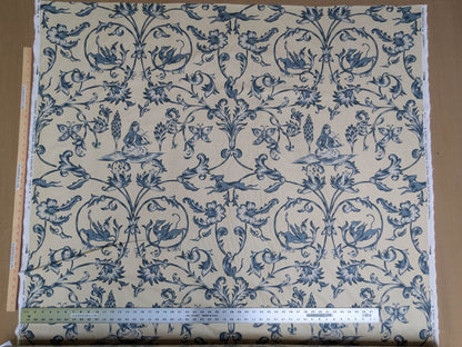 Bty Lee Jofa Dambura Print Monkey Griffin Indigo Deeper Blue Deer Music Toile Cotton Chintz